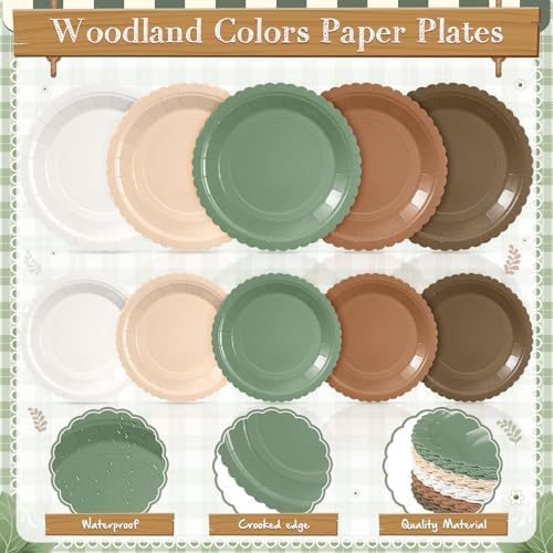 Zhehao 175 Pcs Woodland Paper Plates and Napkins Party Supplies - Image 4