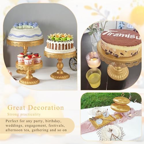 Set of 9 Cake Stands Metal Cupcake Stand Set Multiple Styles Candy Fruit Display Tower Dessert Plate Cake Serving Tray for Birthday Party Wedding Anniversary Baby Shower Engagement (Gold) - Image 5