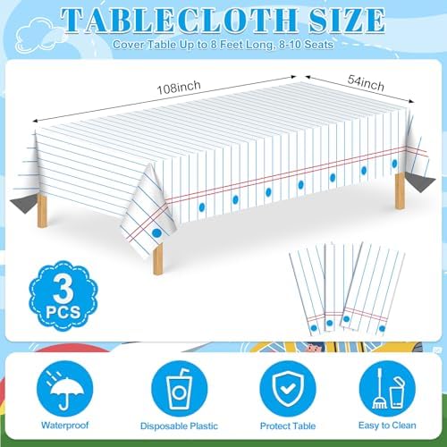 3 Pack Back to School Tablecloths,First Day of School Plastic Table Covers - Image 2