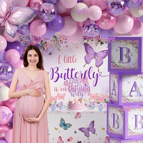 Butterfly Baby Shower Decorations for Girl Pink Purple Party Decoration Set - Image 6