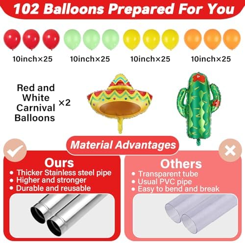 2 Sets Mexican Fiesta Balloon Column Stand Adjustable Cactus Balloon Decor - Image 3
