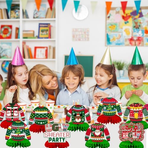 Christmas Ugly Sweater Party Decorations Honeycomb Centerpiece - Image 5