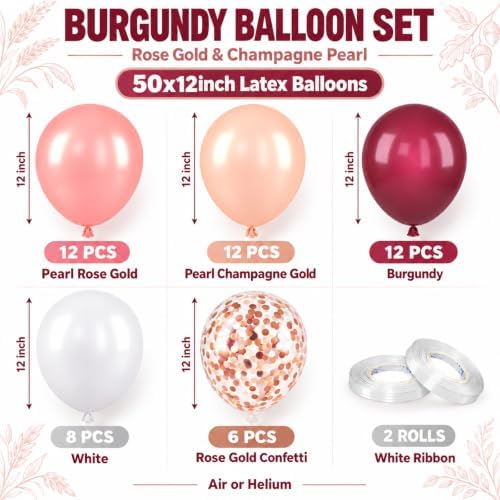 Maroon Balloons, 50 Pcs Burgundy for Fall Thanksgiving Anniversary Party - Image 2