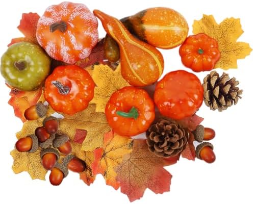 winemana Fall Decorations for Home Mini Pumpkins Gourds & Leaves Set by winemana
