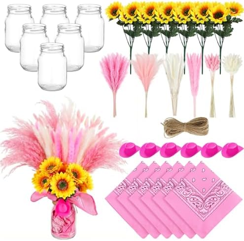Wonderjune 135 Pcs Western Cowboy Table Centerpieces Party Decor, Pink - Image 6