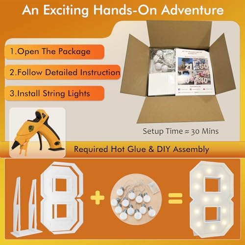4FT Marquee Numbers, Large Light Up Numbers 8 for 8th Birthday Party Decor - Image 2