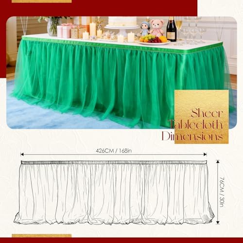 THARAHT Tulle Table Skirt 14FT 420CM Long for Rectangle Tables Round Tables Ruffle Desk Skirt for Princess Girls Birthday Party Cake Dessert Decorations Table Skirt - Image 2