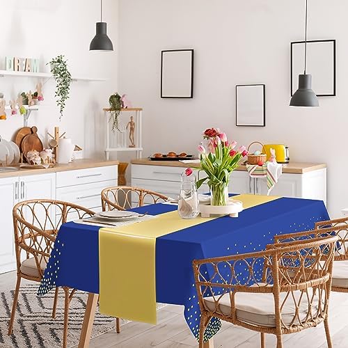 12 Pack Blue and Gold Tablecloth and Table Runner Party Decorations, Royal Blue and Gold Plastic Disposable Tablecloth and Satin Table Runner for Wedding Birthday Bridal Graduation Anniversary Party - Image 4