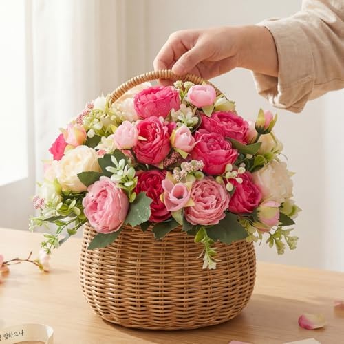 Geosar 16 Bundles Artificial Peonies Flowers,Champagne,Pink - Image 4