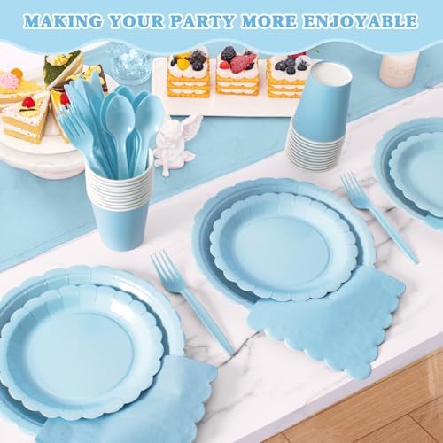 Vyntra 175 Pcs Light Blue Paper Plates and Napkins Party Supplies - Image 6
