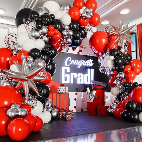 ALL-IN-1 Red Black and White Balloon Arch Kit for Red and Black Birthday Party Decorations – Reds and Blacks Balloons for White Black and Red Balloon Garland Kit – Graduation Black and Red Balloons - Image 5