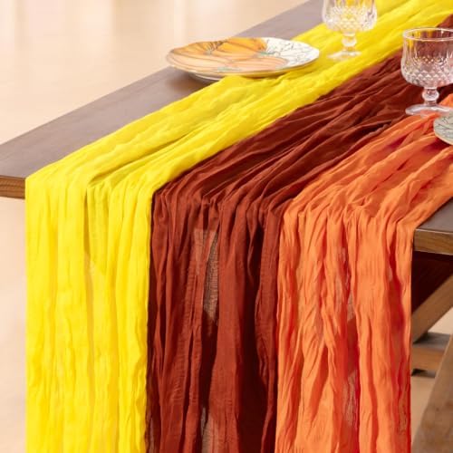 Cheesecloth Table Runner Fall Boho 3pcs Mix and Match Wedding Decor - Image 4