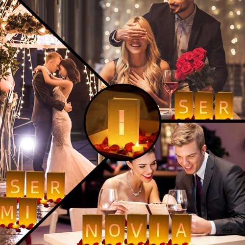 Quieres Ser Mi Novia Light Up Letters, Include Light up Letters, with Tea Lights Candles, Latex Balloons, Aluminum Balloons and Rose Petals, Anniversary and Valentines' Day Decorations for Women - Image 4