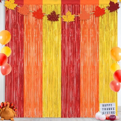 ZATAYE 2 Pack Thanksgiving Foil Curtain Streamer Decorations by ZATAYE