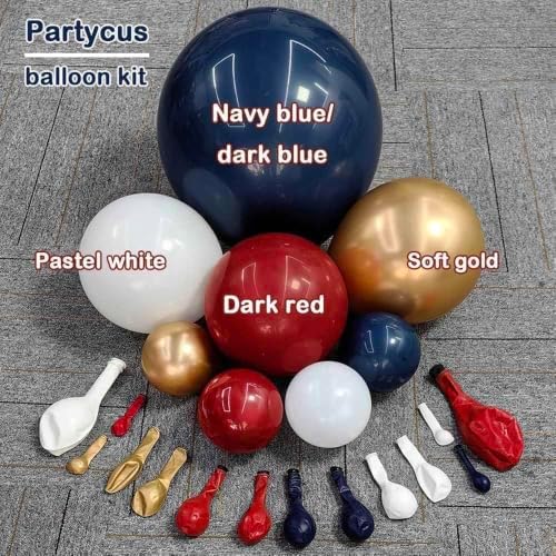 Red White Blue Balloon Arch Double Stuffed, Navy Blue Dark Ruby Red Balloon Garland Kit with Latex Gold for Birthday 4th Of July Patriot Independence Day Veterans Day New Year Christmas Party Decor - Image 3