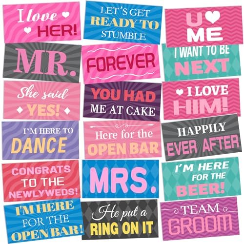 Beeveer 24 Designs Wedding Photo Booth Props, Double Sided PVC Selfie Sign by Beeveer