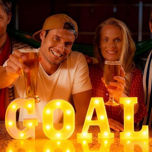 Honoson 4 Pcs Soccer Party Decorations Goal LED Lights Sign Table Decor - Image 5