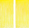 Yellow Streamers Party Backdrop - GREATRIL Foil Fringe for Pineapple/Lemon/Truck/Race Birthdays Party Decoration - 3.2ft X 8.2ft - 2 Packs by GREATRIL