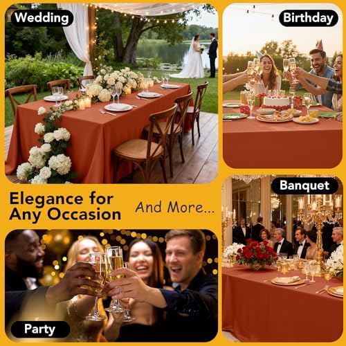10-Pack Rust Tablecloths for Rectangle Tables, 70 x 108 Inches - Image 5