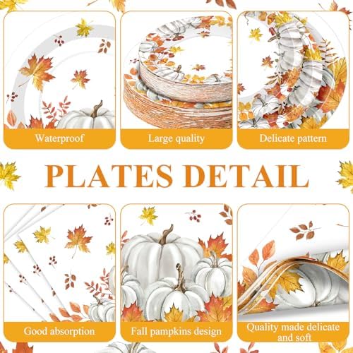 Funnymoom 452 Pcs Fall Pumpkin Party Supplies Tableware Set for 50 Guests - Image 2