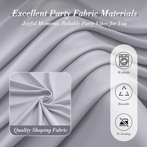 30 ft x 10 ft Wrinkle Free Silver Backdrop Curtain for Parties, Polyester Silver Grey Backdrop Drapes 6 Panels 5x10ft for Baby Shower Photoshoot Engagement Wedding Birthday Photography Background - Image 5