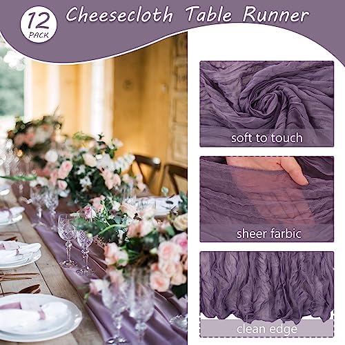 35x120 Inch Grape Cheesecloth Table Runner Wedding Birthday Party Decor - Image 4
