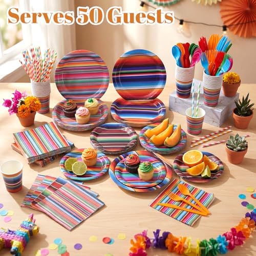 450 Pcs Mexico Fiesta Tableware Set, Serve 50, Multicolor - Image 6
