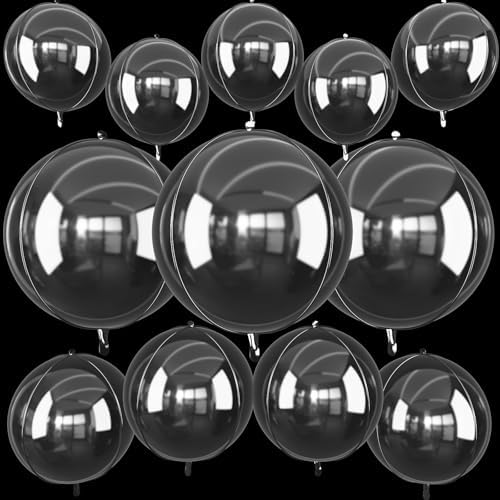 12PCS Clear Round Foil Balloons 22" 15" 10" Large Bubble Balloons by vibzox