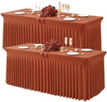 Wish Care 2 Pack Rust Spandex Table Clothes for 8 Foot Rectangle Tables, 8FT Wrinkle Free Fitted Tablecloths Ruffles Design Table Cloth for Party, Banquet, Wedding and Events by WishCare