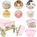 146PCS Farm Animals Party Supplies Paper Plates and Napkins Serve 36 by AHCSMRE