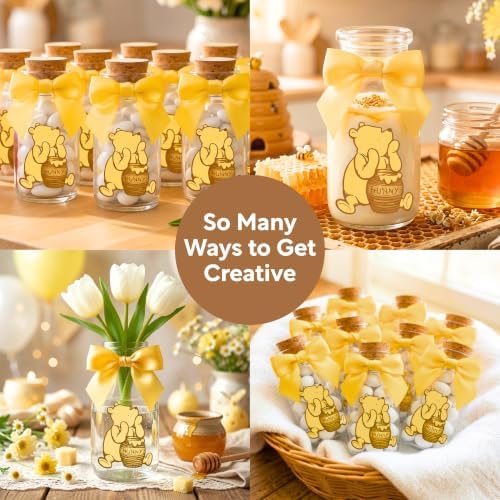 Ethisa 12 Pack Winnie Glass Bottles - Vintage Baby Shower Favors for Guests - Image 5