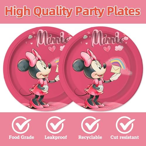 Minnie Party Supplies 40pck include 20 plates, 20 napkins for the birthday Minnie party decoration - Image 3
