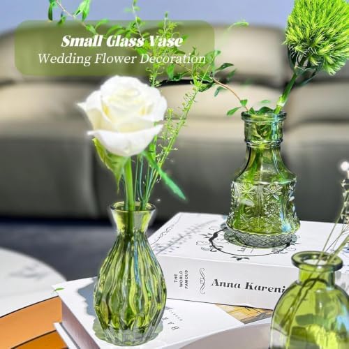 Mini Bud Vases Centerpieces for Tables,Clear Bud Vases for Flowers,Small Flower Vases Suitable for Birthday Party,Anniversary,Wedding Reception,Baby Shower (Green, 12PCS) - Image 7