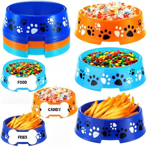 CroBlissful 12 Set Dog Paw Bowl Puppy Birthday Party Decor,Blue and Orange by CroBlissful