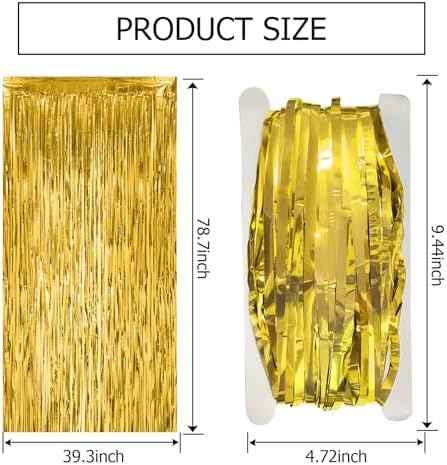 4 Pack Gold Fringe Curtain Backdrop Tinsel Streamers Birthday Party Decorations Christmas Photo Booth Backdrop Halloween New Year Graduation Baby Shower Theme Party Decorations - Image 7