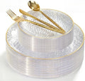 I00000 150 Clear Plastic Plates Set, Disposable Hammered Plates for party by I00000