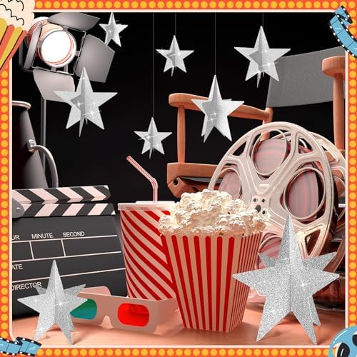 Sinload 45 Piece 3D Silver Star Centerpieces Glitter Theme Party Decorations - Image 6