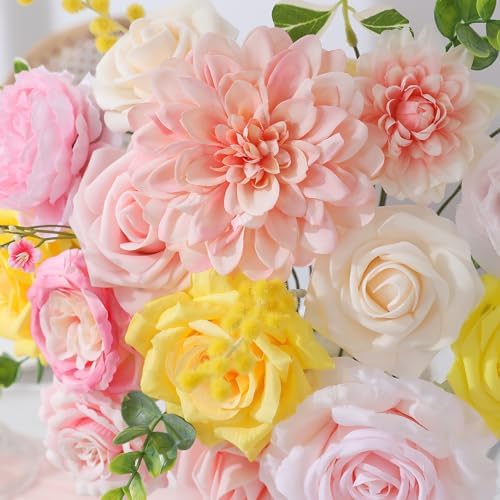 Floweroyal Artificial Flowers Fake Rose Flowers Dahlia with Stems for DIY Wedding Bridal Bouquets, Baby Shower, Floral Arrangement, Table Centerpieces, Home Decorations - Image 2