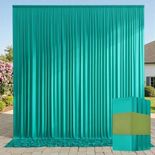 20ft x 10ft Wrinkle Free Turquoise Backdrop Curtains for Parties, Polyester Photo Backdrop Drapes 2 Panels 5x10ft for Wedding Birthday Party Photography Background by ENJOYYOURPARTY