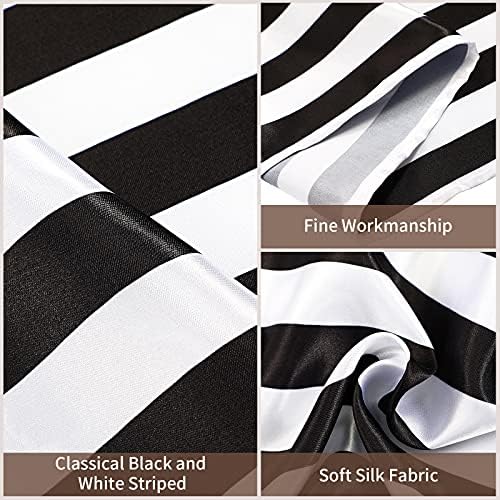 Tatuo 4 Pieces 12 x 72 Inch Black White Striped Table Runner Polyester - Image 3