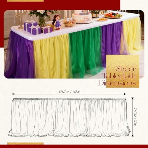 THARAHT Tulle Table Skirt 14FT 420CM Long for Rectangle Tables Round Tables Ruffle Desk Skirt for Princess Girls Birthday Party Cake Dessert Decorations Table Skirt - Image 2