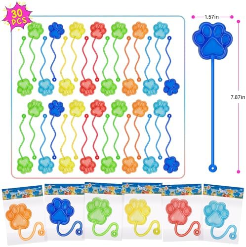 30 PCS Sticky Hands Bulk Party Favors for Kids 4-8,8-12 Year Dog Paw Shape Stretchy Sticky Hand Feet Goodie Bags Stuffers for Kids Treasure Box Toys for Classroom Small Mini Prizes Trinkets - Image 6