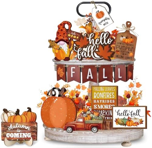 Quimoy 19 Pcs Fall Tiered Tray Decor by Quimoy
