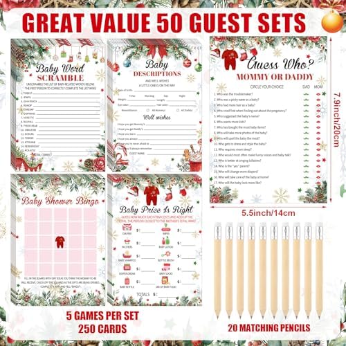 Patelai 321 Pcs Christmas Santa Baby Shower Game Supplies Set - Image 5