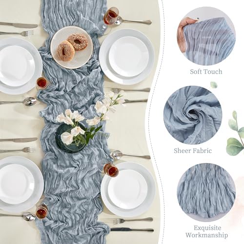 AGIRL 12 Pack Dusty Blue Cheesecloth Table Runner 10FT Boho Home Decor - Image 3