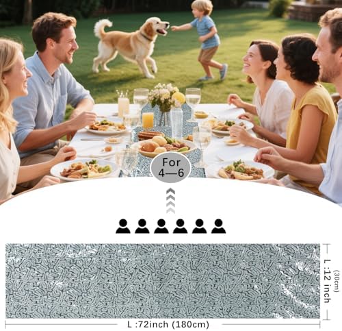 10 Packs 12 x 72 inches Black Silver Sequin Table Runner - Image 5