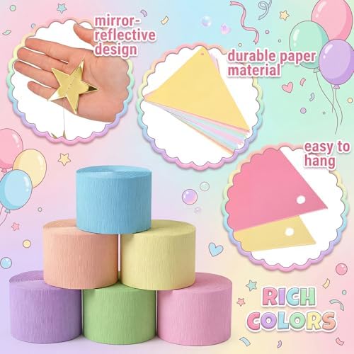 Frienda 14 Pcs Pastel Party Decorations Set for Fancy Birthday Party - Image 2
