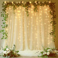 Ivory Tulle Backdrop with Fairy Lights for Parites Wrinkle-Free Sheer Curtain Drapes Photo Back Drop for Wedding Baby Shower Bridal Shower Birthday Dance Home Décor- 10ft×8ft, Ivory by HOLITS