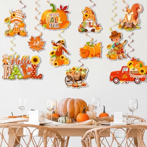 Fall Party Decorations Hanging Swirls, 22pcs Thanksgiving Hanging Decorations Autumn Pumpkin Thanksgiving Party Supplies,Fall Ceiling Decorations for Office Home - Image 3