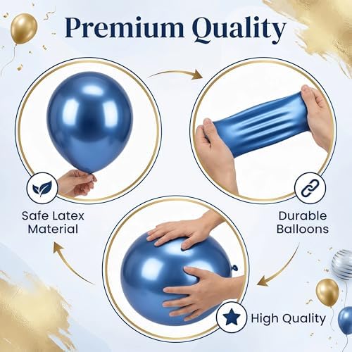 Blue Gold Balloon Column Kit Set of 2 for Floor&Table Party Decor - Image 5